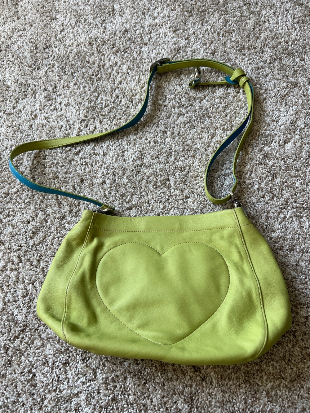Brighton Lime Green Heart Crossbody Bag